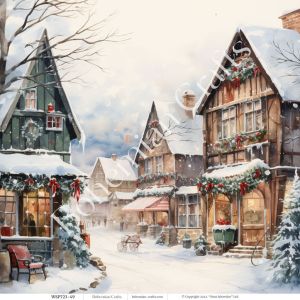 Блокче дизайнерска хартия със зимни пейзажи, 10 листа дизайнерско блокче на зимна тема, Колекция „Зимни пейзажи“ Част 2, 20x20 cm, WSP723-51